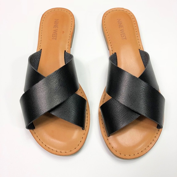 nine west black slides